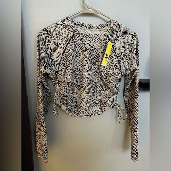 All In Motion Swim Side-Cinch Long Sleeve Rash Guard Gray and Speckled Black NWT - Picture 3 of 10